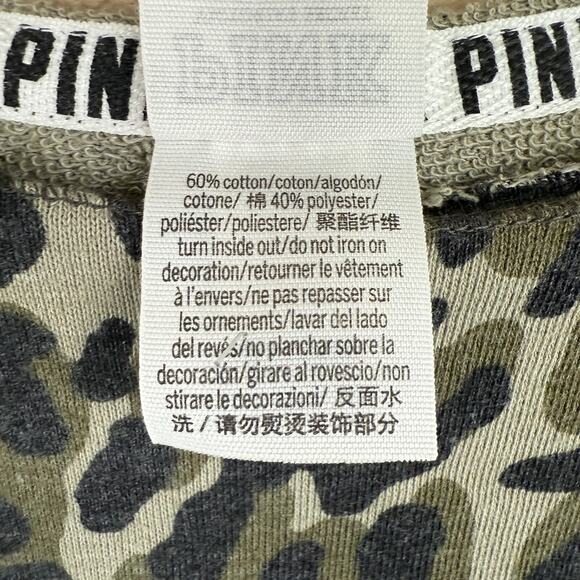 Pink By Victoria's Secret Sweatshirt Womens S Green Camo Off Shoulder Pullover - Picture 8 of 9